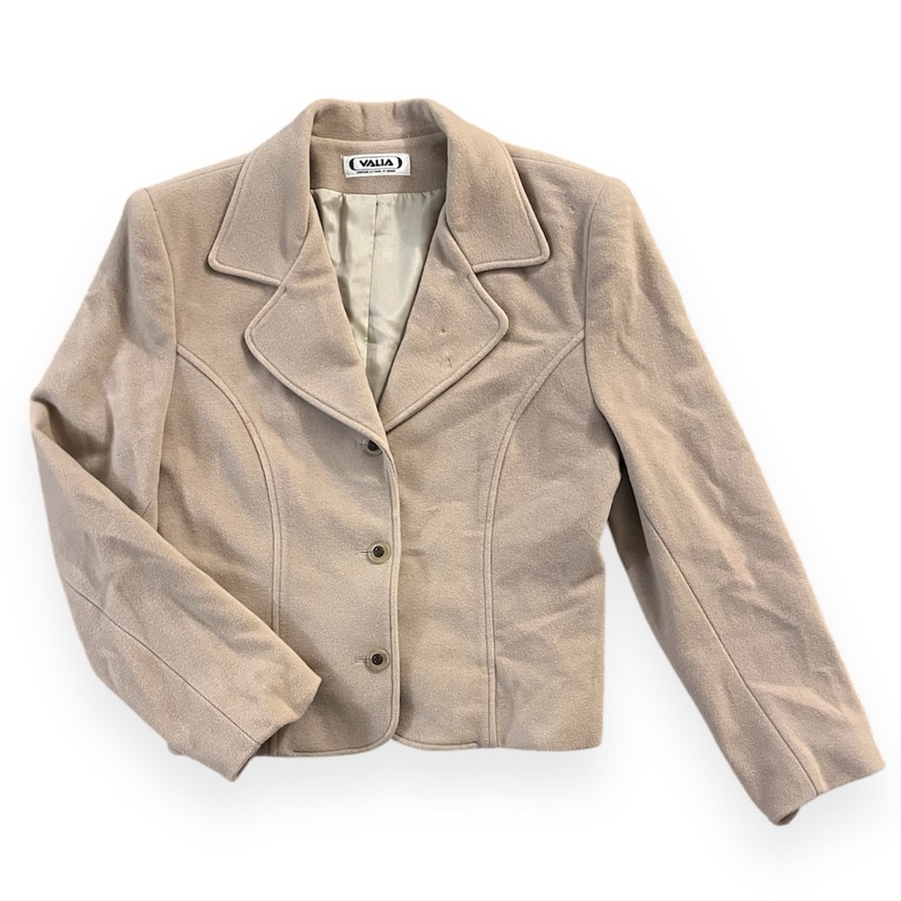 Valia Vintage Tan Blazer Wool Cashmere Blend